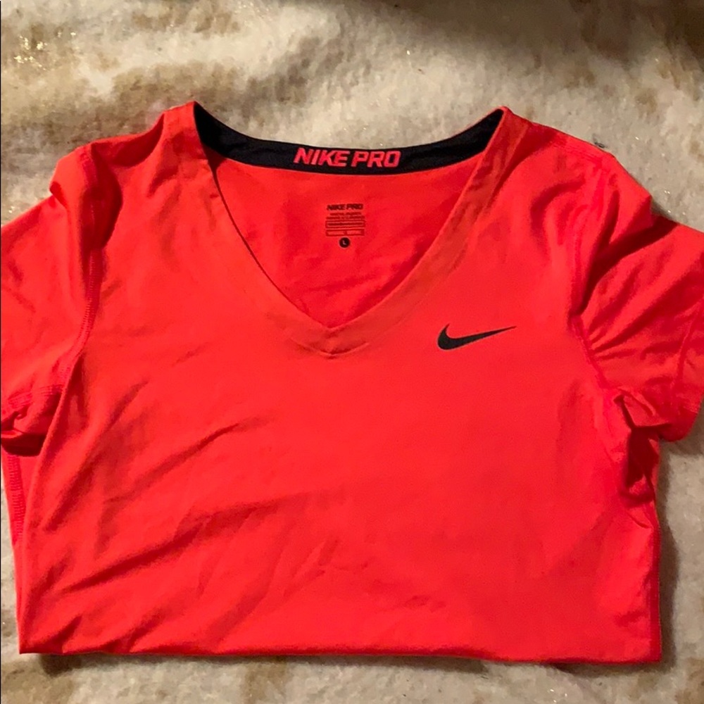Nike Pro Dri Fit V-Neck Short Sleeve Shirt- L
